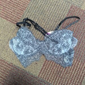 Elegant Lace Black and Gray Bra